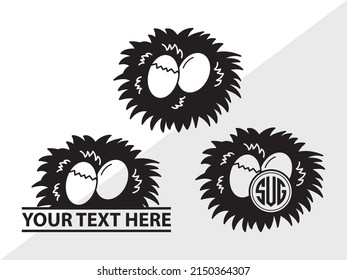 Eggs Nest Monogram Printable Vector Illustration