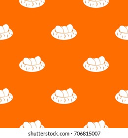 Eggs in the nest pattern repeat seamless in orange color for any design. Vector geometric illustration