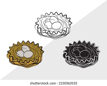 Eggs Nest Printable Vector Illustration