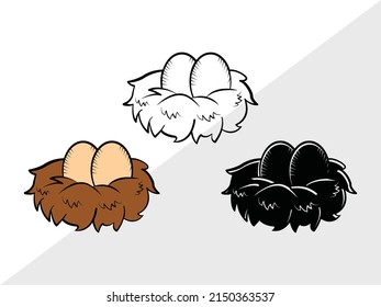 Ilustración de vectores imprimibles de nido de huevos