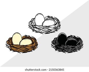 Eggs Nest Printable Vector Illustration