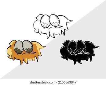 Eggs Nest Printable Vector Illustration