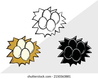 Eggs Nest Printable Vector Illustration