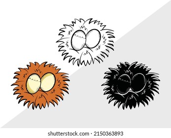 Eggs Nest Printable Vector Illustration