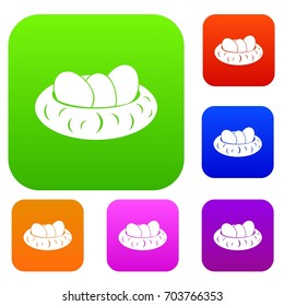 Eggs in the nest set icon in different colors isolated vector illustration. Premium collection