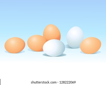 eggs on blue background