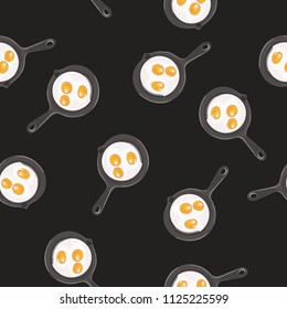 eggs on the frying pan - vector seamless pattern