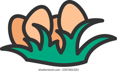 Huevos en la imagen del icono de hierba. Adecuado para aplicaciones móviles.