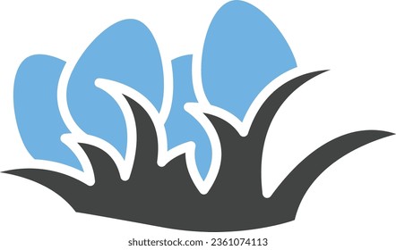Eggs on Grass Icon image. Suitable for mobile application.