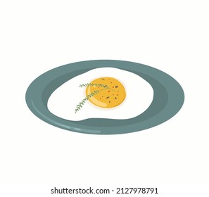 Eier auf einem Teller. Frühstücksgericht. Fried eier auf weißem, isoliertem Hintergrund.