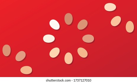 Eggs on red background. Vector background