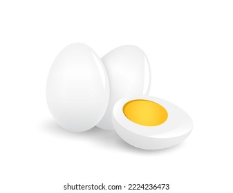 Eggs on a white background. Protein. Healthy food. Isolated vector illustration.