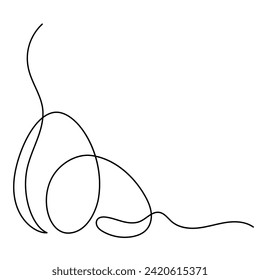 Eier eine Linie Kunstzeichnung. Osterschwarz-weißer Hintergrund minimales Design. Abstrakte Vektorgrafik.