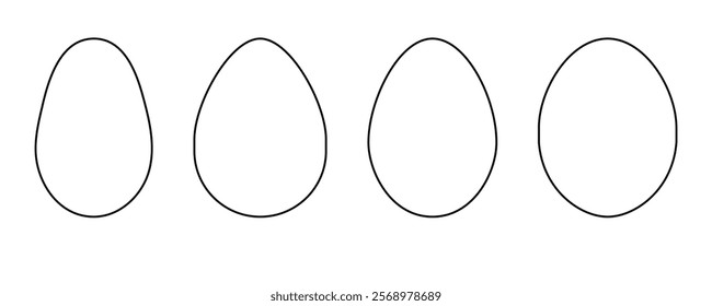 Eggs outline set isolated on a white background. Editable stroke, line  thickness can be changed. Linear icon, template for easter design.