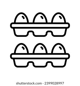 Eier mit ausgeprägtem Food Icon Frühstück. Eier in Packungen mit Umkarton. Vektorgrafik-Eierbox-Symbol Symbol Symbol Symbol Konzept für digitale Landwirtschaft, ui, ux, Logo.