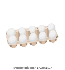 Eggs in packing on a white background. Food, Ingredients. Vector illustration