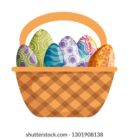 eggs painted in basket happy easter