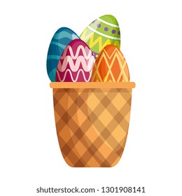 eggs painted in basket happy easter