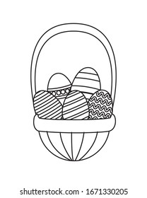 eggs painted easter in basket vector illustration design