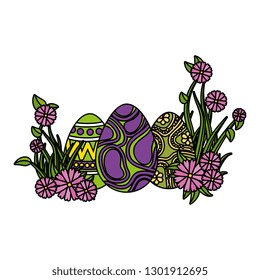 eggs painted with flowers decoration