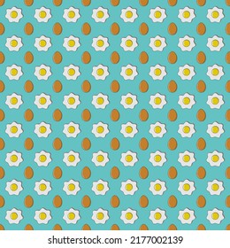 Eggs Pattern. Scrambled eggs. Breakfast background. Vector seamless pattern