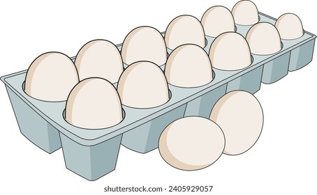 Eggs placed in a tray vector illustration