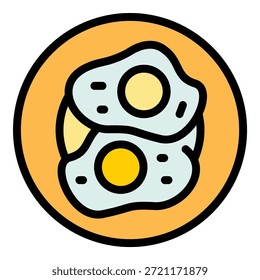 Icono de plato de huevos. Icono de Vector de placa de huevos de contorno para Diseño web aislado en color de fondo blanco plano