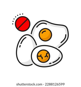 Eggs protein allergy color line icon. Nutrition ingredient or allergen prohibition, diet intolerance thin line vector icon. Food product allergy simple sign or pictogram with egg yolk and white