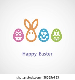 eggs and rabbit  Easter card