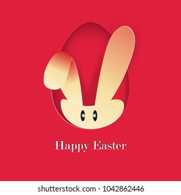 Eggs and rabbits are one of the symbols used to send joy in Easter. Paper cutting   Designed for use in logos, signs, signs, brochures, greeting cards and all types of printed media.