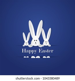 Eggs and rabbits are one of the symbols used to send joy in Easter. Paper cutting Designed for use in logos, signs, signs, brochures, greeting cards and all types of printed media.