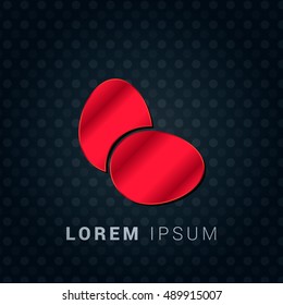 Eggs Red chromium precious metallic 3D Icon / Logo Design