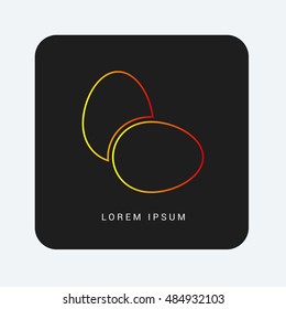 Eggs Red & Orange gradient attractive line thin icon / logo design