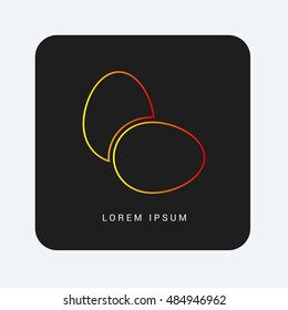 Eggs Red & Orange gradient attractive line thin icon / logo design