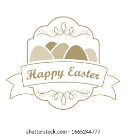 Eggs and ribbon banner. Easter greeting. vector