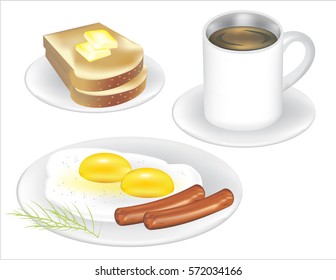 Eggs And Sausage Breakfast Vector