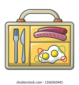 Eggs and sausage icon. Cartoon of eggs and sausage vector icon for web design isolated on white background