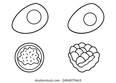 Eggs scrambled line art illustration elegant breakfast design