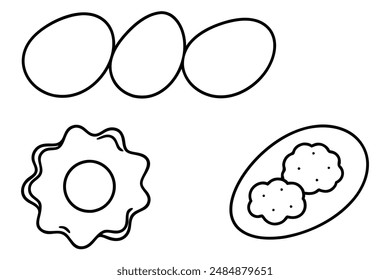 Eggs scrambled monochrome line art elegant breakfast