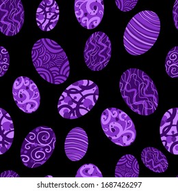 Eggs seamless pattern in cartoon style. Abstract cute print. Happy easter. Stock windy illustration.