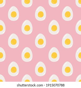 Eggs seamless pattern on pink background. Wallpaper hand drawn vector illustration.