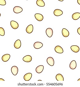 Eggs - seamless pattern. Simple flat objects on white background