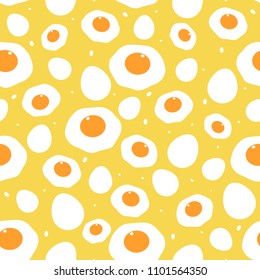 Eggs seamless pattern yellow food background