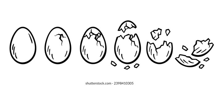 Eggs set. Chicken, quail, duck eggs. Different egg sizes collection. Bird, snake, turtle, dinosaur eggs. Vector design element for book illustration, poster, package design. Spotted, solid eggs