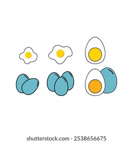 Huevos en estilo doodle. Lindo icono de cartón de huevo kawaii. Colecciones de dibujos animados de huevos lindos. Ilustración de elemento de diseño de huevo
