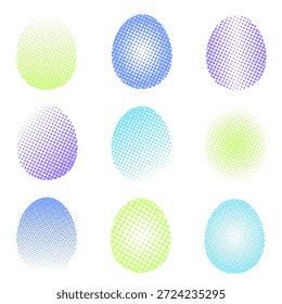 Eggs set halftone dots pop style