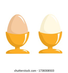 Eggs set in a holder, cup. Menu restaurant. Natural ecological product. Healthy food. Dietary meal. Easter symbol. Vector illustration