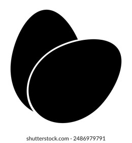 Eggs silhouette Black on white background. Isolated Logo Icon design concept in minimalistic style