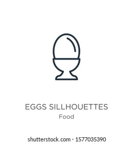 Eggs sillhouettes icon. Thin linear eggs sillhouettes outline icon isolated on white background from food collection. Line vector sign, symbol for web and mobile