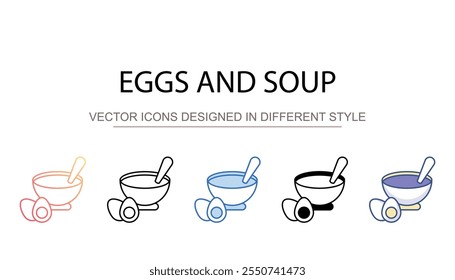 Eggs And Soup icon design with white background stock illustration